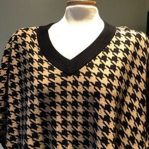 Talbots black/tan poncho sweater